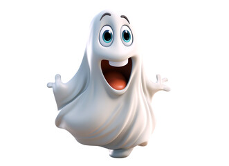 3d style cute friendly Ghost. Element for Happy Halloween banner or party invitation.