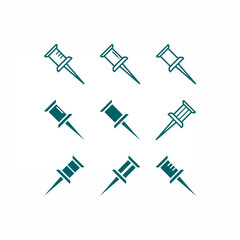 set of push pin logo vector icon