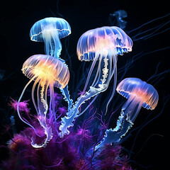 jelly fish in the sea photogram