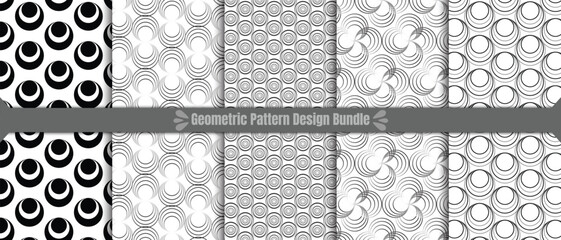 Set of seamless vector pattern design, Collection of geometric backgrounds for fabric, textile, wrapping, cover, web etc, 5 eps design for fabric.