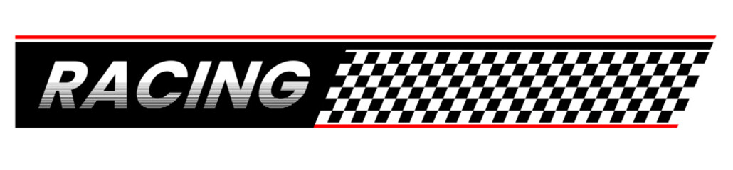 Black racing wings logo on white background. Motorsports concept Checkered flag racing. Vector illustration for design.