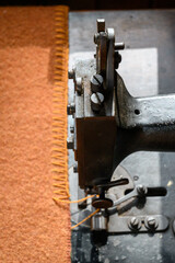 old sewing machine and blanket stitching.