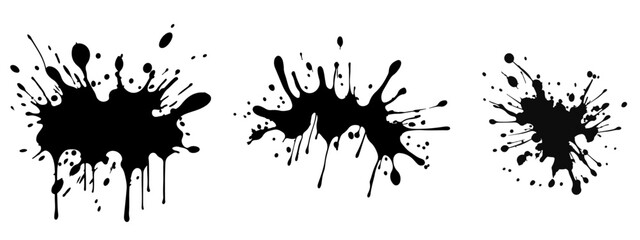 Set collection of splash of color, Blob of black ink, isolated on white background, vector illustration (Generative Ai)