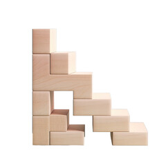 Obraz premium transparent background with wooden block stairs