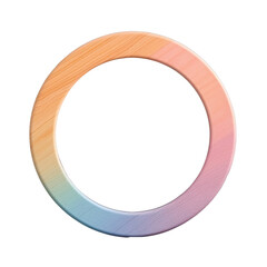 Wooden circle frame isolated on transparent background in color
