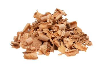 Alder shavings isolated on a white background