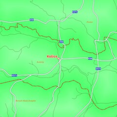 Fototapeta premium Illustrated Map of Košice City in Slovakia