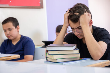 Student feeling frustrated due to the load of studying