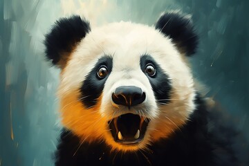Obraz premium Panda looking very surprised.