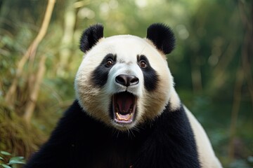 Panda looking very surprised.