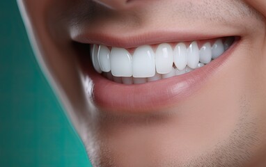Close look of smile with white teeth.