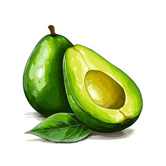 Avocado watercolor vector illustration, Vegetable isolated on transparent background