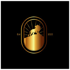 Gold color mountain lion emblem logo