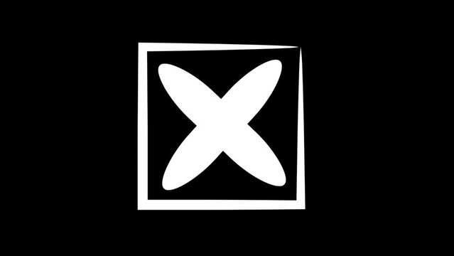 collection of x shape animations with isolated black background and several animation styles