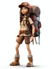 Close up of a cartoon character with a backpack, suitable for educational materials, school posters, and childrens books illustrations.
