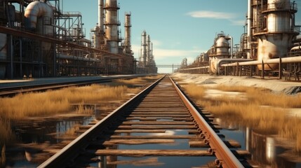 Infrastructure sprawling across the oil field at industrial zone, Pipeline and pipe of petroleum.