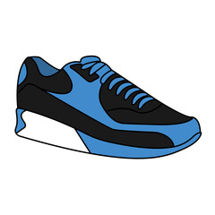 Blue Sneaker Design Side View Shoes Pair Collection	
