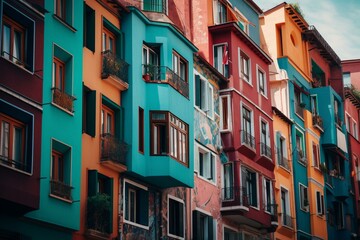 Fototapeta na wymiar colorful buildings wallpaper. Generative AI