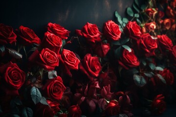 border of vibrant red roses. Generative AI