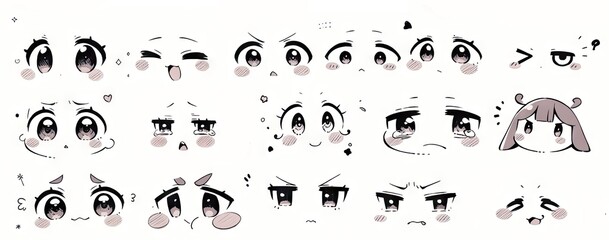 Cute Manga Anime Eye Expressions Collection