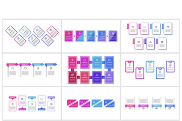 Set Rectangles concept for infographics with 4, 5, 7, 8 steps, options, parts or processes. Business data visualization.