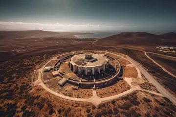 Deurstickers Bird's-eye view of Sicasumbre astronomical viewpoint in Fuerteventura, Spain. Generative AI © Edward