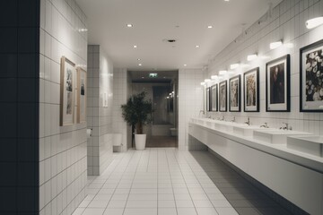 Modern white restroom. Generative AI