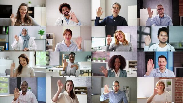Video Conferencing Call Waving Hello
