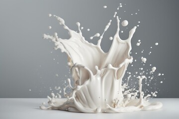 Abstract white milk splash with clipping path. Generative AI