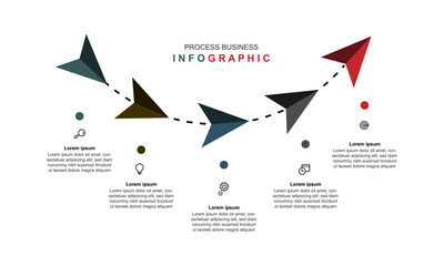 Modern design infographic template vector element with icons and five step or options.