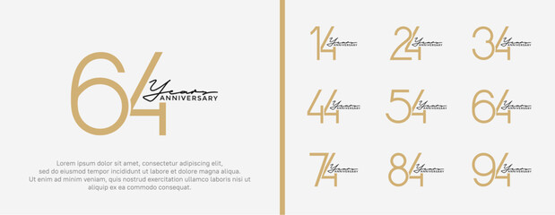 set of anniversary logo brown color on white background for celebration moment