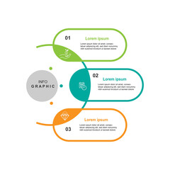 Design template infographic element. Circular infographic with 3 step or options and business icons.