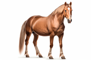 Fototapeta premium Horse isolated on white background. Animal right side portrait.