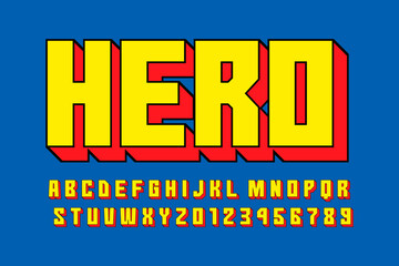 Hero 3D Colorful Comics Retro Typeface Vector