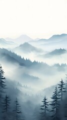 Misty gradient silver grey dreamy forest atmosphere phone hd wallpaper, ai generated
