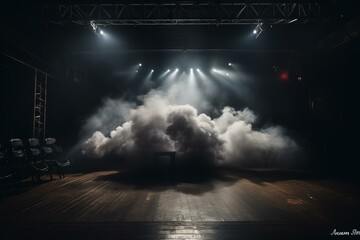 Smoke-filled stage. Generative AI