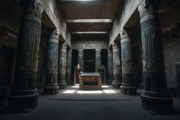 Well-preserved Dendera Temple complex, located in Egypt's small town Dendera, dedicated to Hathor. Generative AI