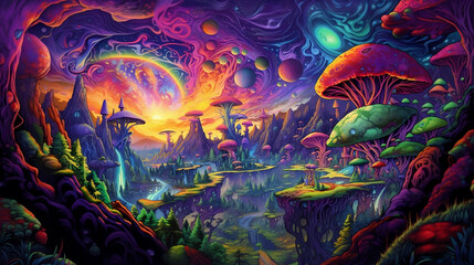 Exploring Surreal Psychedelic Landscapes A Trippy DMT LSD and Psilocybin Experience of...
