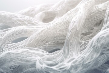 White background with triple helix collagen molecules forming collagen fibrils and fiber structure. Generative AI