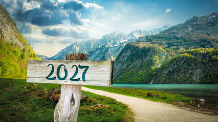 Signposts the direct way to 2027 - obrazy, fototapety, plakaty