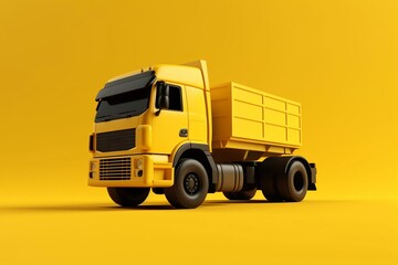 3D truck on yellow background with copy space. Generative AI