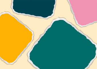 Bright colored blank paper banner with torn edges for revealing message concepts. Vector