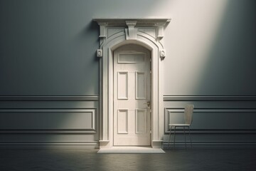 White isolated wooden door. Generative AI