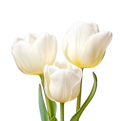 White tulips called Triumph Weisse Berliner bloom at Keukenhof Flower Park