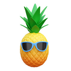 Pineapple With Glasses 3d Icon Illustration