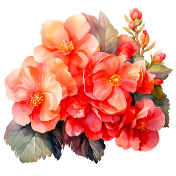 watercolor flowers bouquet red orange blossoms clip art preview