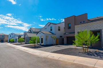 Newly built single-family homes in Arizona await buyers.