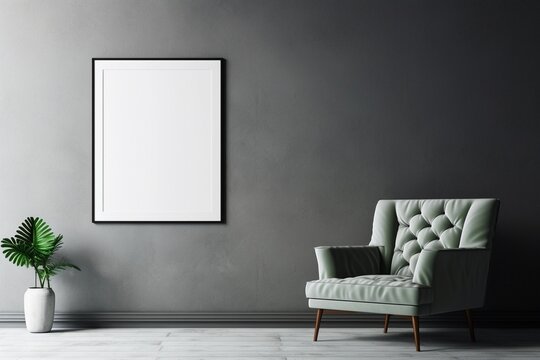  wall / modern living room with mockup frame