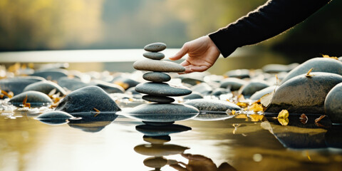 Balancing stones background. Symbols of harmony and focus.