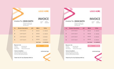 Invoice Layout with 2 diffrents color  Accents  .